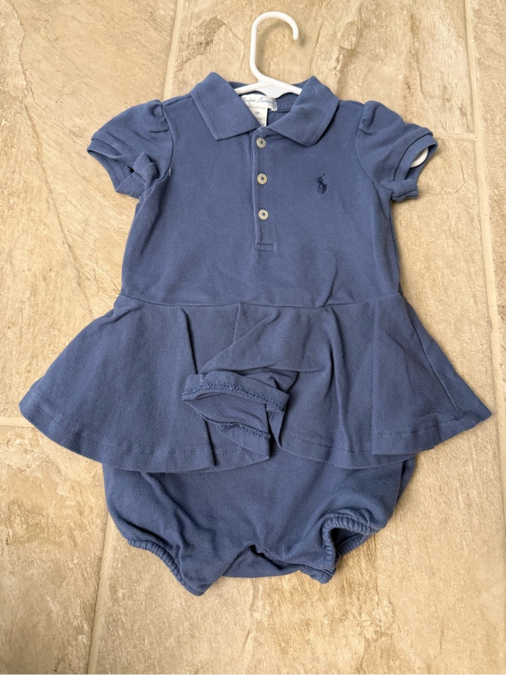 Ralph Lauren Baby Polo in Dusty Blue One Piece